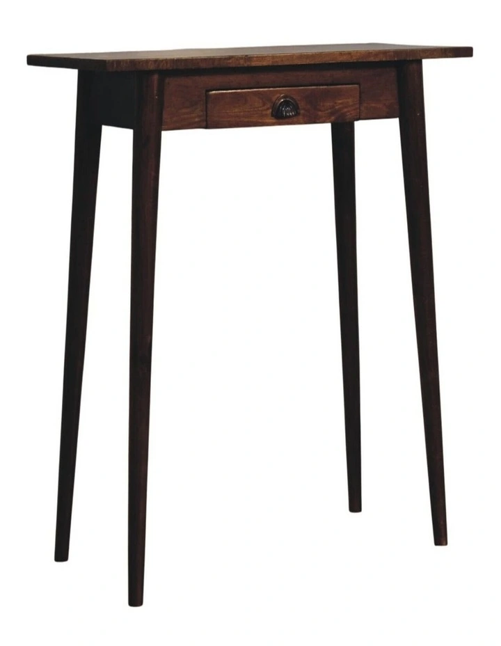 Solid Wood Chestnut Nordic Writing Desk, 1 Drawer, Brown image 3