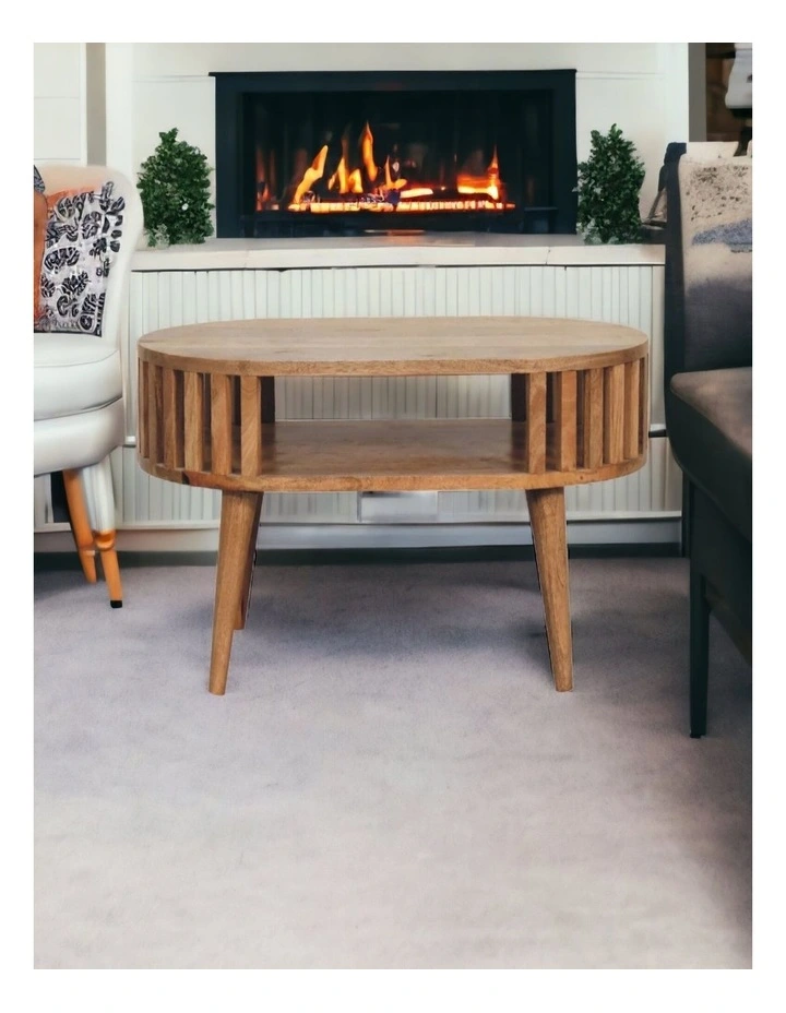 Solid Wood Ariella Coffee Table, 1 Open Slot, Brown image 2