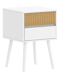 Sarantino Clio Bedside Table Night Stand - White Natural