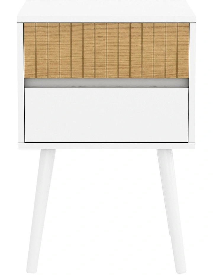 Sarantino Clio Bedside Table Night Stand - White Natural image 2