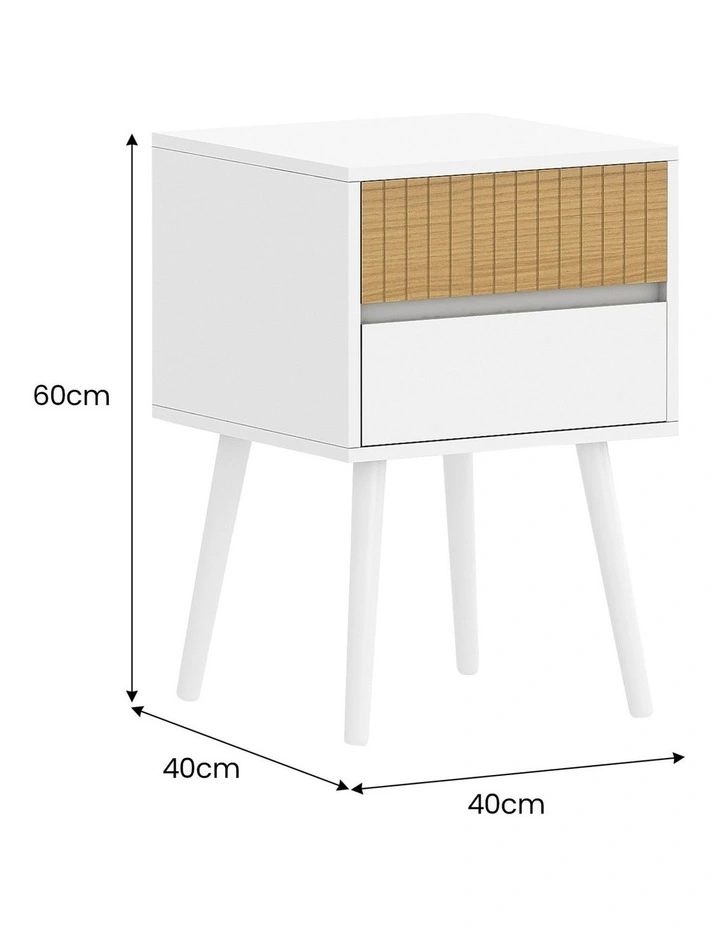 Sarantino Clio Bedside Table Night Stand - White Natural image 3