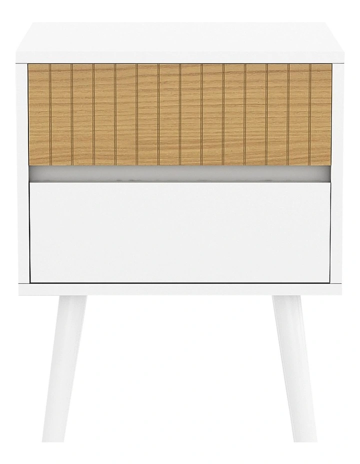 Sarantino Clio Bedside Table Night Stand - White Natural image 4