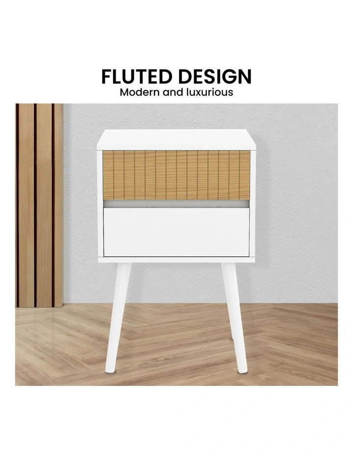 Sarantino Clio Bedside Table Night Stand - White Natural image 5