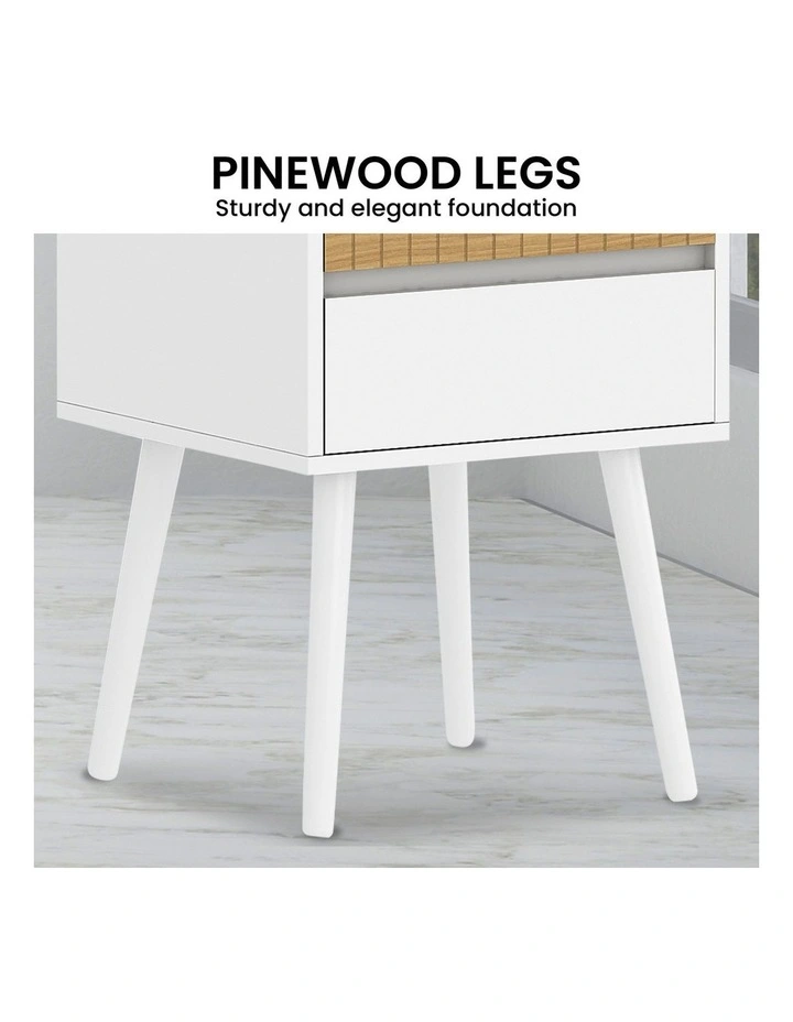 Sarantino Clio Bedside Table Night Stand - White Natural image 7