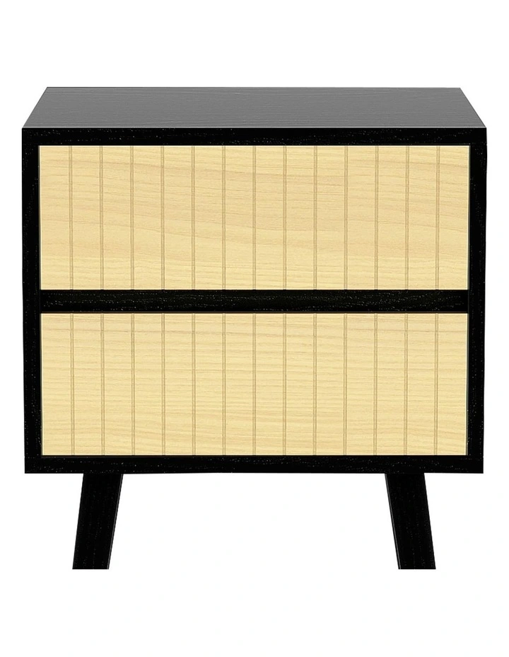 Sarantino Ivan Bedside Table Night Stand - Black Natural image 4