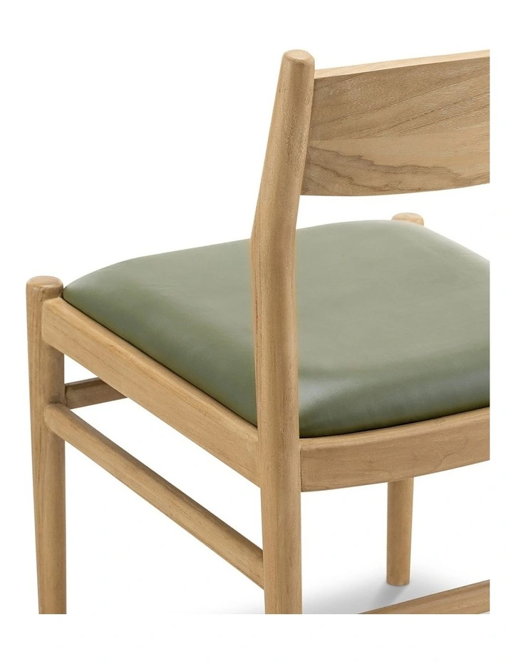 Calum Set of 2 Leather Dining Chairs in Teak & Olive Green image 6