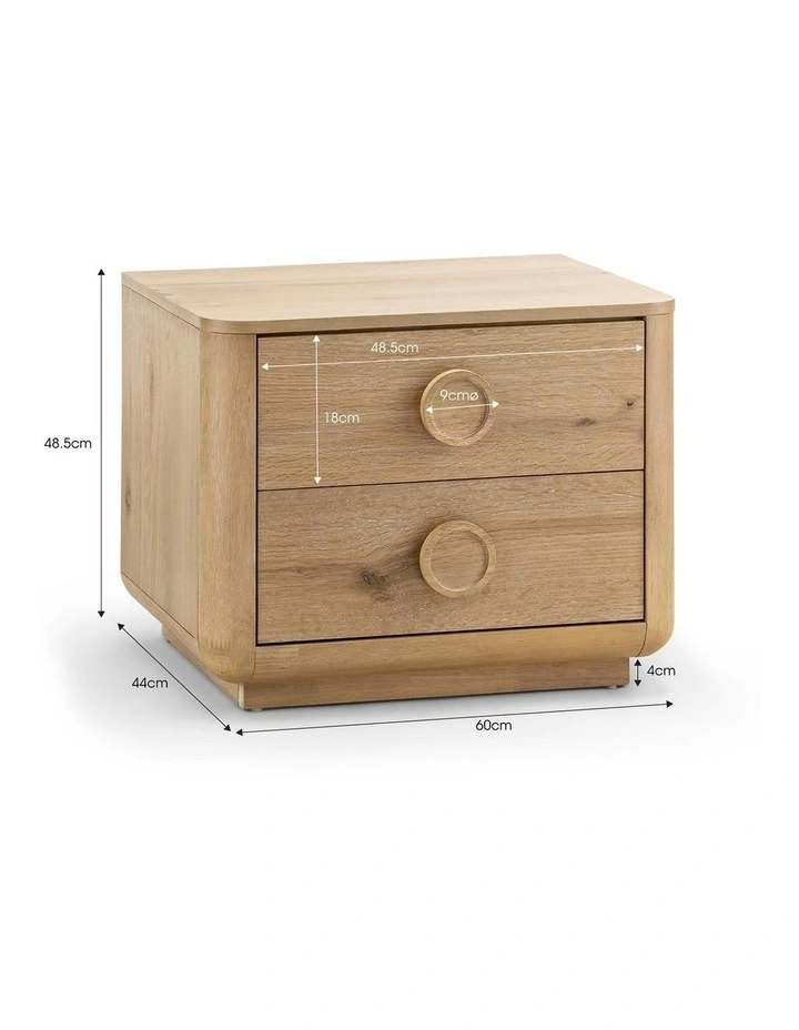 Taron 2 Drawer Bedside Table in Natural Ash image 6