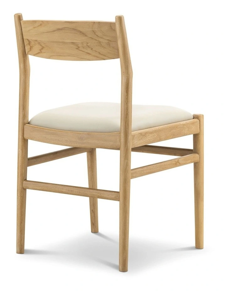 Calum Set of 2 Leather Dining Chairs in Teak & Ivory Cream image 4