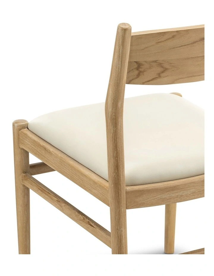 Calum Set of 2 Leather Dining Chairs in Teak & Ivory Cream image 6