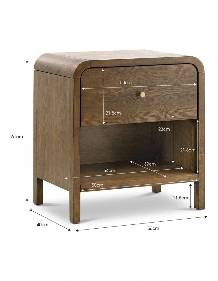 Riley 1 Drawer Bedside Table in Walnut Ash image 6
