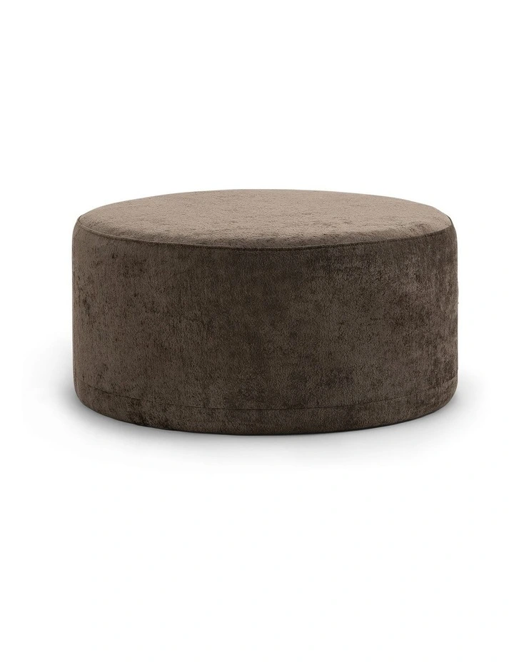 Halle Medium Round Ottoman in Chocolate image 1