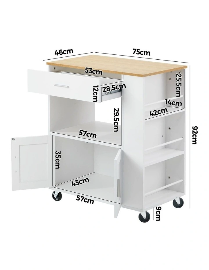 Oikiture Kitchen Island Trolley Rolling Serving Cart image 3