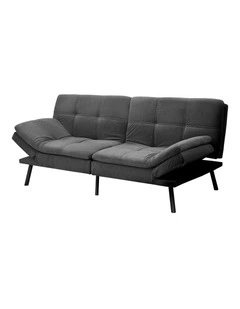 Oikiture Sofa Bed Futon Recliner Lounge Couch Convertible Polyester 3 Seater Grey