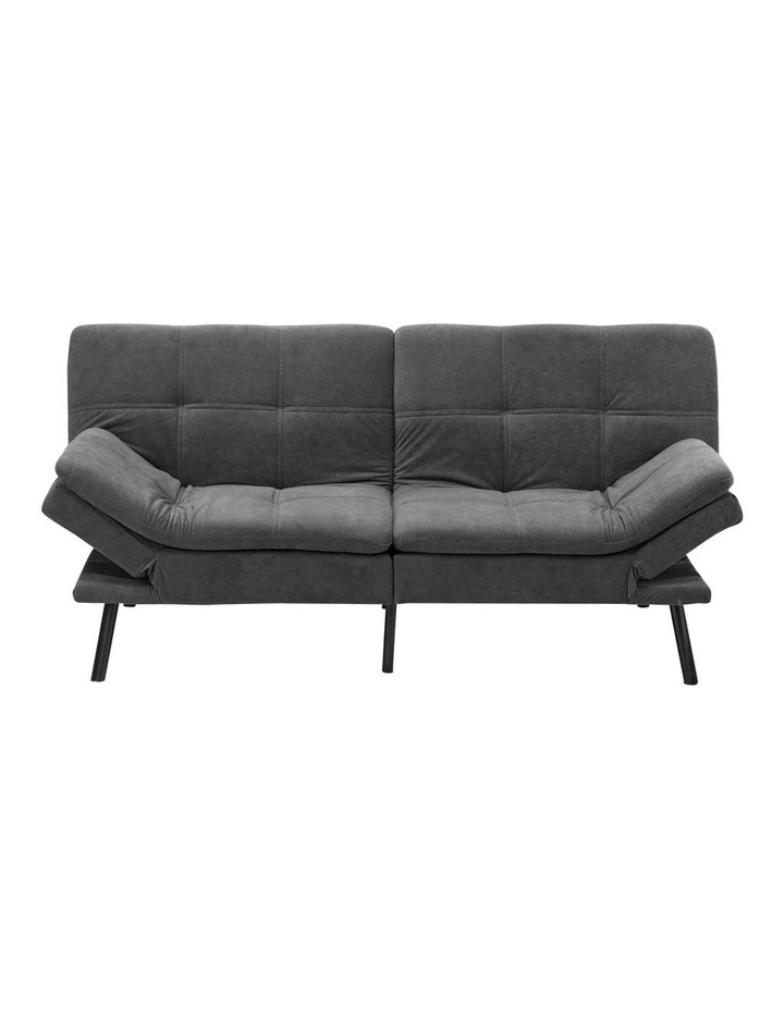 Oikiture Sofa Bed Futon Recliner Lounge Couch Convertible Polyester 3 Seater Grey image 2