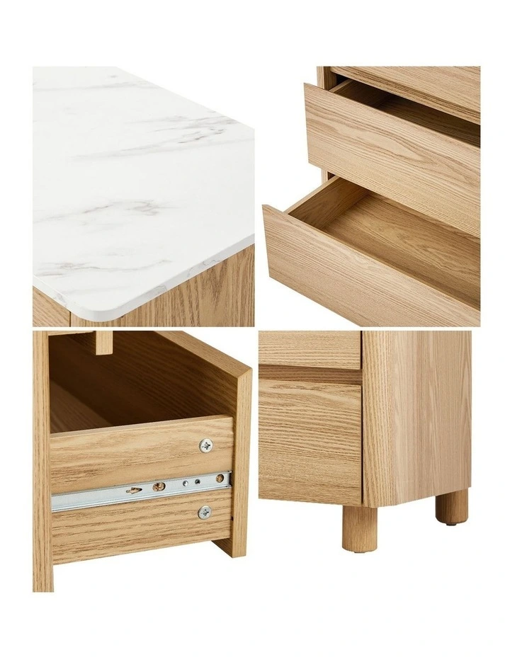Oikiture 4 Chest of Drawers Dresser Tallboy Storage Cabinet Faux Marble Top image 6