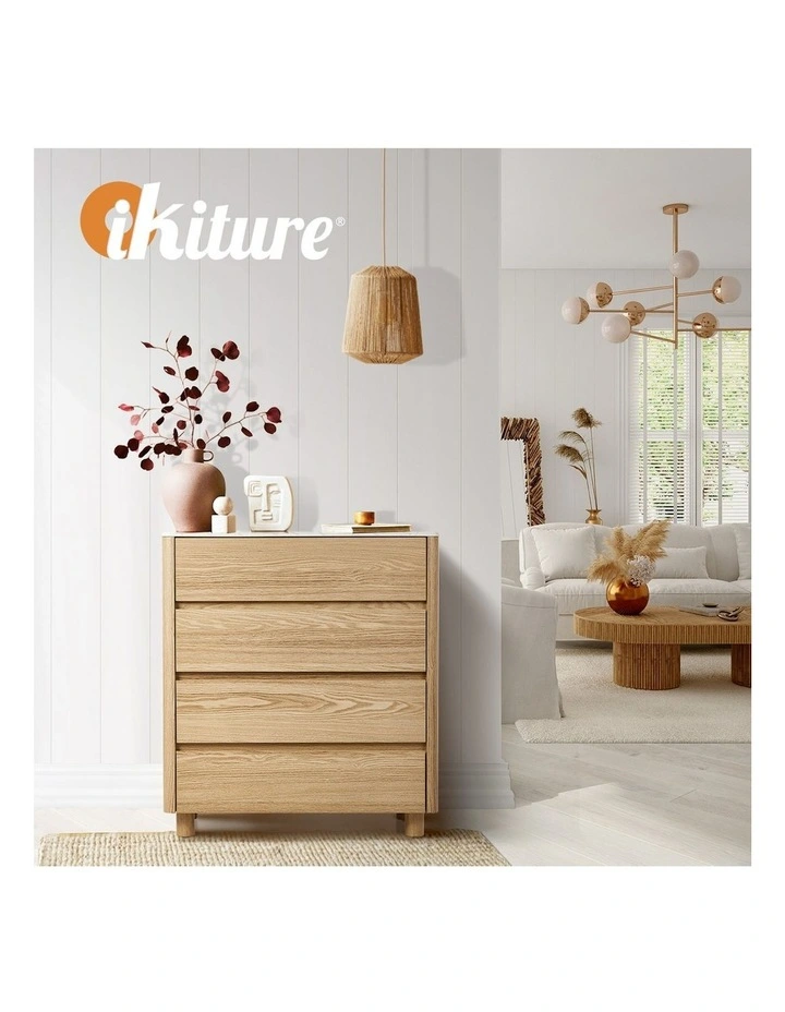 Oikiture 4 Chest of Drawers Dresser Tallboy Storage Cabinet Faux Marble Top image 7