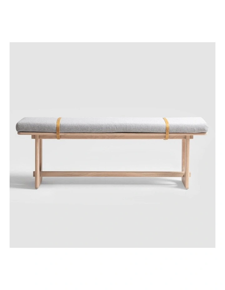 Oscar 1.4m Oak Upholstered Bench Storm image 3