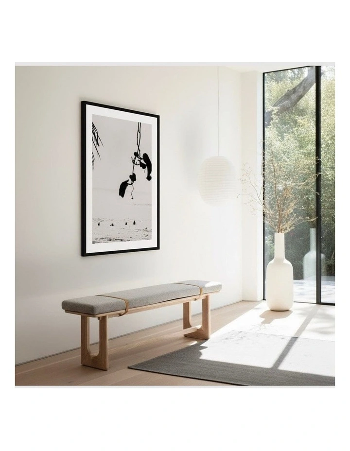 Oscar 1.4m Oak Upholstered Bench Storm image 6