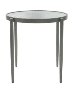 Gatsby Round 48cm Fluted Glass Side Table Gunmetal Grey