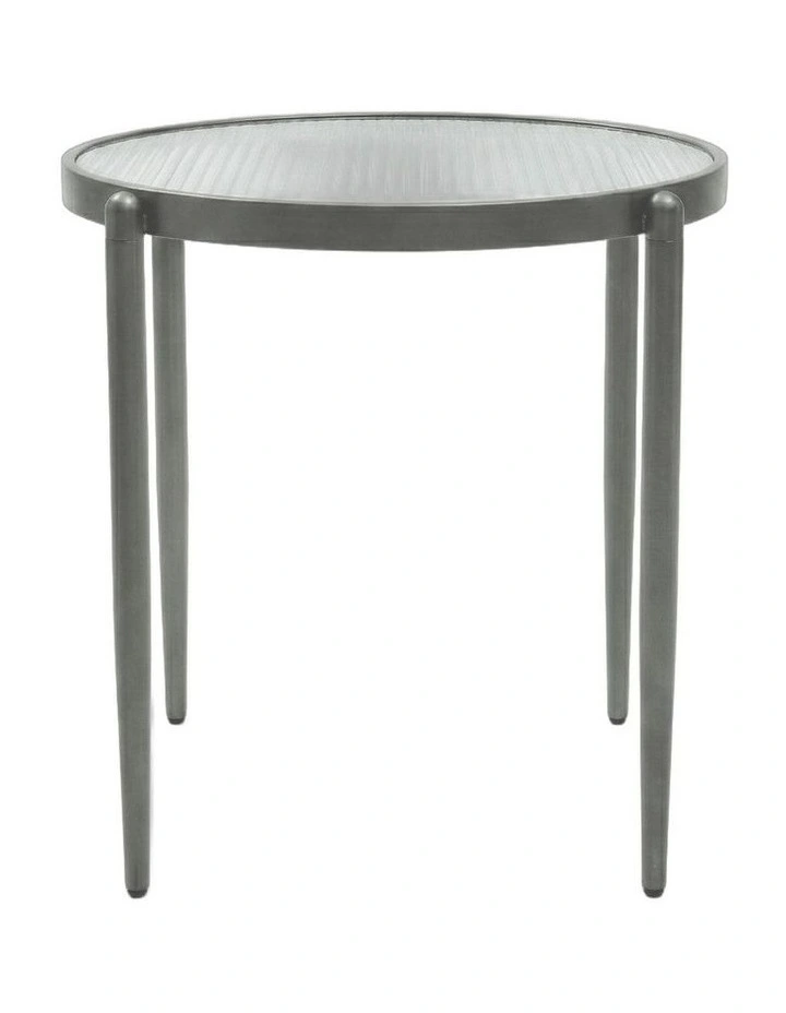 Gatsby Round 48cm Fluted Glass Side Table Gunmetal Grey image 1