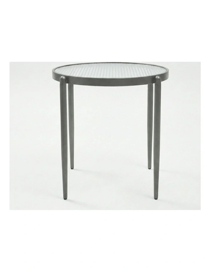 Gatsby Round 48cm Fluted Glass Side Table Gunmetal Grey image 2