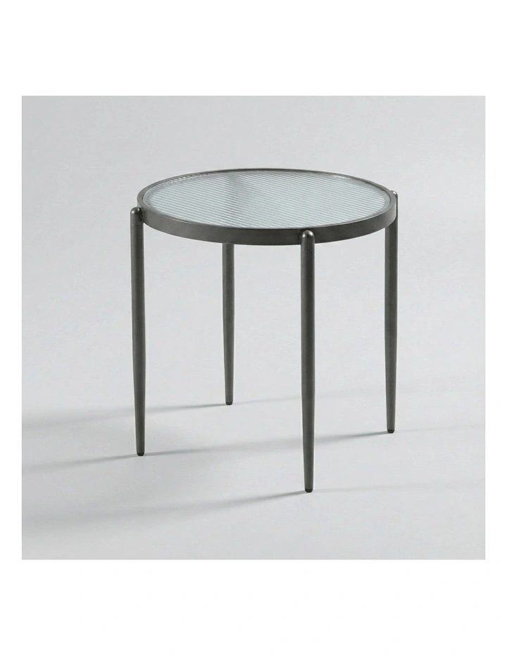 Gatsby Round 48cm Fluted Glass Side Table Gunmetal Grey image 4