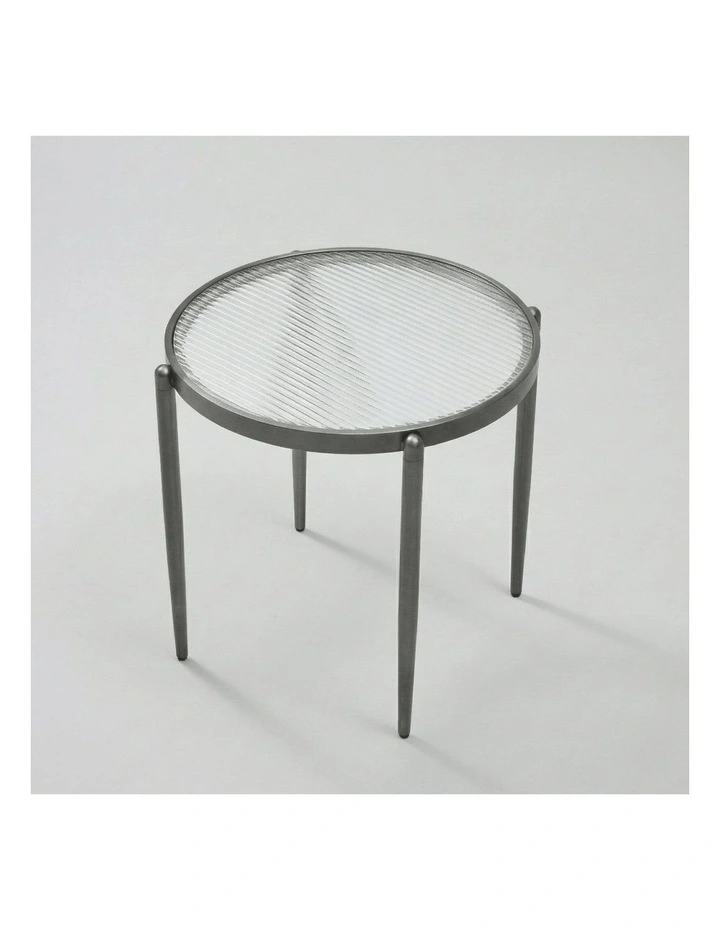 Gatsby Round 48cm Fluted Glass Side Table Gunmetal Grey image 5