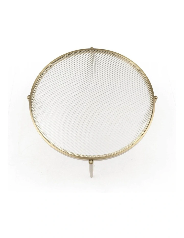 Gatsby Set of 2 48cm Round Side Tables Fluted Glass Gold Metal Bundle image 2
