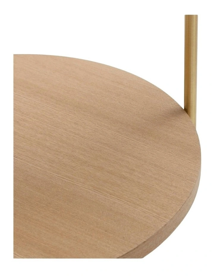 Cleo 40cm Round Side Table With Storage Shelf - Ash and Gold image 5