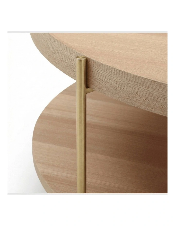Cleo 40cm Round Side Table With Storage Shelf - Ash and Gold image 7