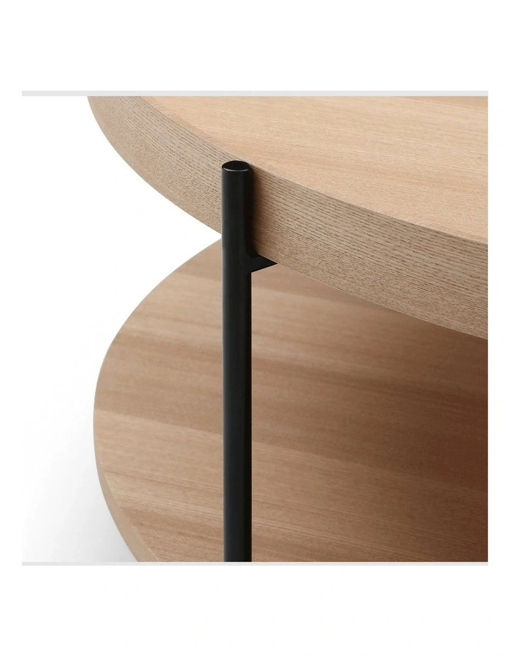 Cleo Set of 2 40cm Round Side Tables With Storage Shelf Ash Bundle image 7