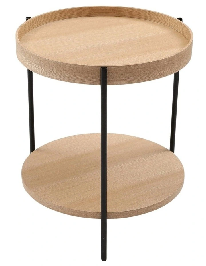 Cleo 40cm Round Side Table With Storage Shelf Ash image 2