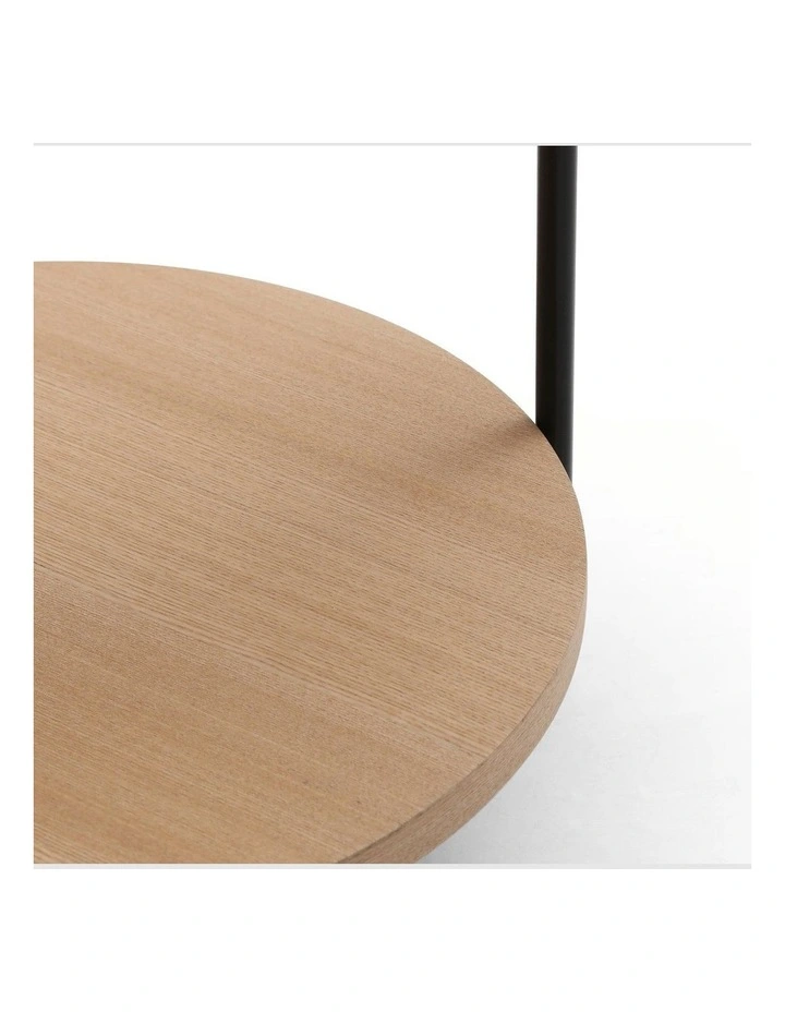 Cleo 40cm Round Side Table With Storage Shelf Ash image 7