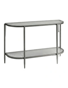 Gatsby 110cm Console Hall Table Fluted Glass Brushed Gunmetal Grey