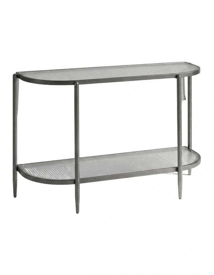 Gatsby 110cm Console Hall Table Fluted Glass Brushed Gunmetal Grey image 1