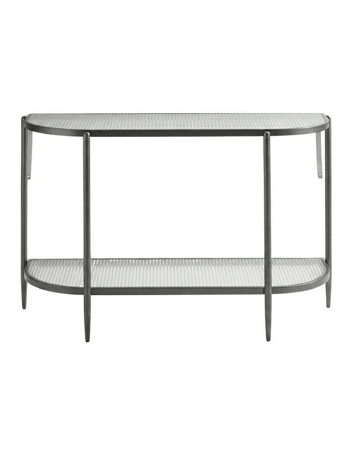 Gatsby 110cm Console Hall Table Fluted Glass Brushed Gunmetal Grey image 5
