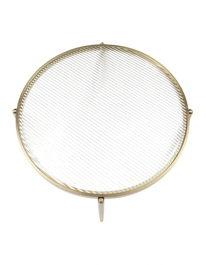 Gatsby 48cm Round Side Table Fluted Glass Gold image 2