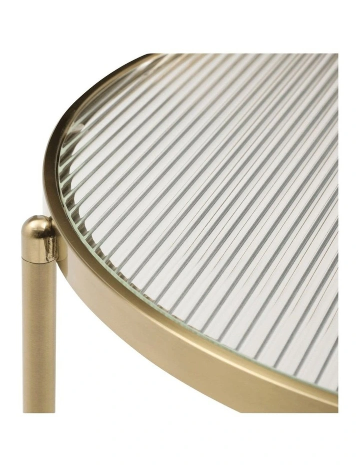 Gatsby 48cm Round Side Table Fluted Glass Gold image 5
