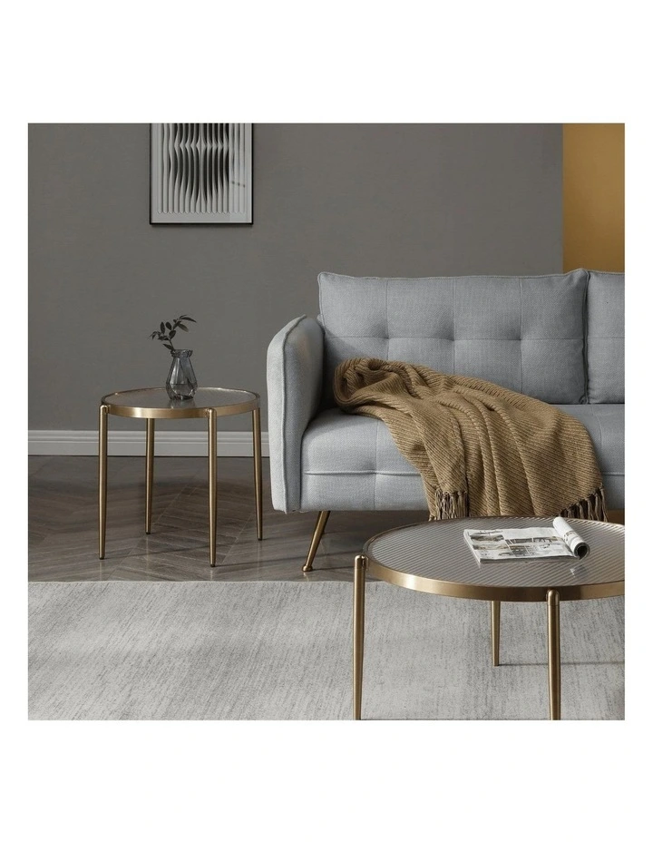 Gatsby 48cm Round Side Table Fluted Glass Gold image 6