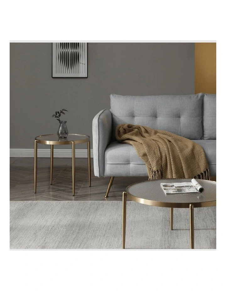Gatsby 48cm Round Side Table Fluted Glass Gold image 7