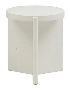 Delos Round 50cm Side Table Faux Stone White