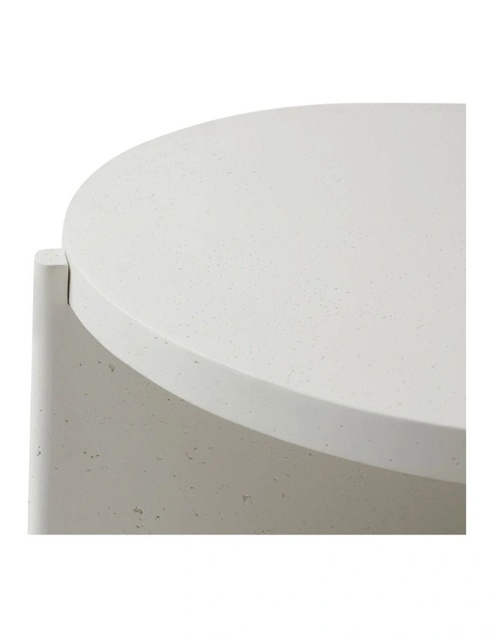 Delos Round 50cm Side Table Faux Stone White image 5