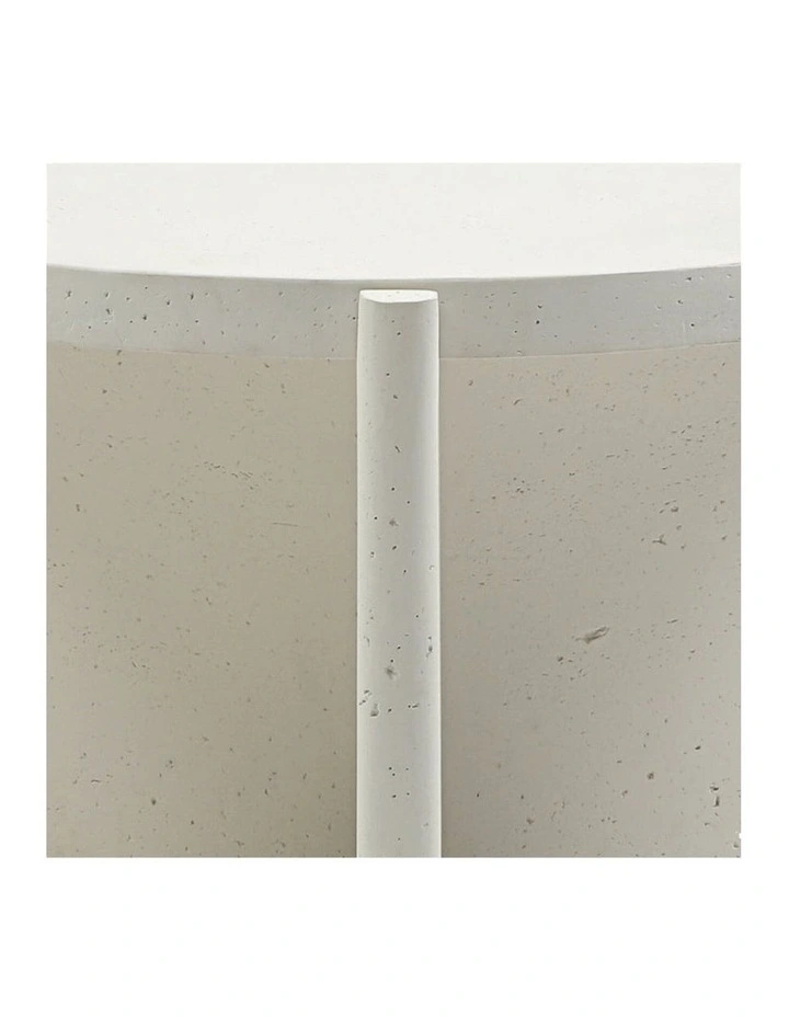 Delos Round 50cm Side Table Faux Stone White image 6
