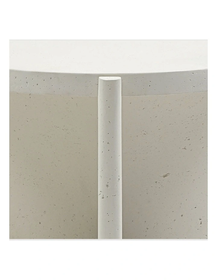 Delos Round 50cm Side Table Faux Stone White image 7