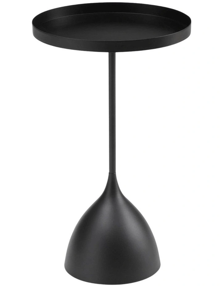 Harrison Set of 2 Round 40cm Side Table Black Metal Tray Top & Pedestal Base Bundle image 2