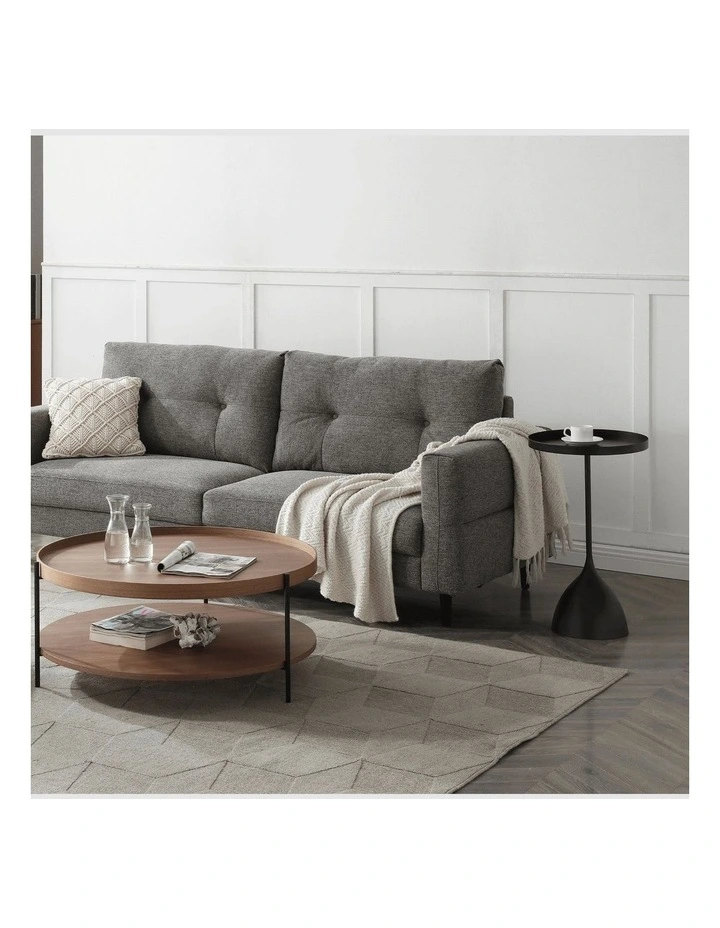 Harrison Set of 2 Round 40cm Side Table Black Metal Tray Top & Pedestal Base Bundle image 7