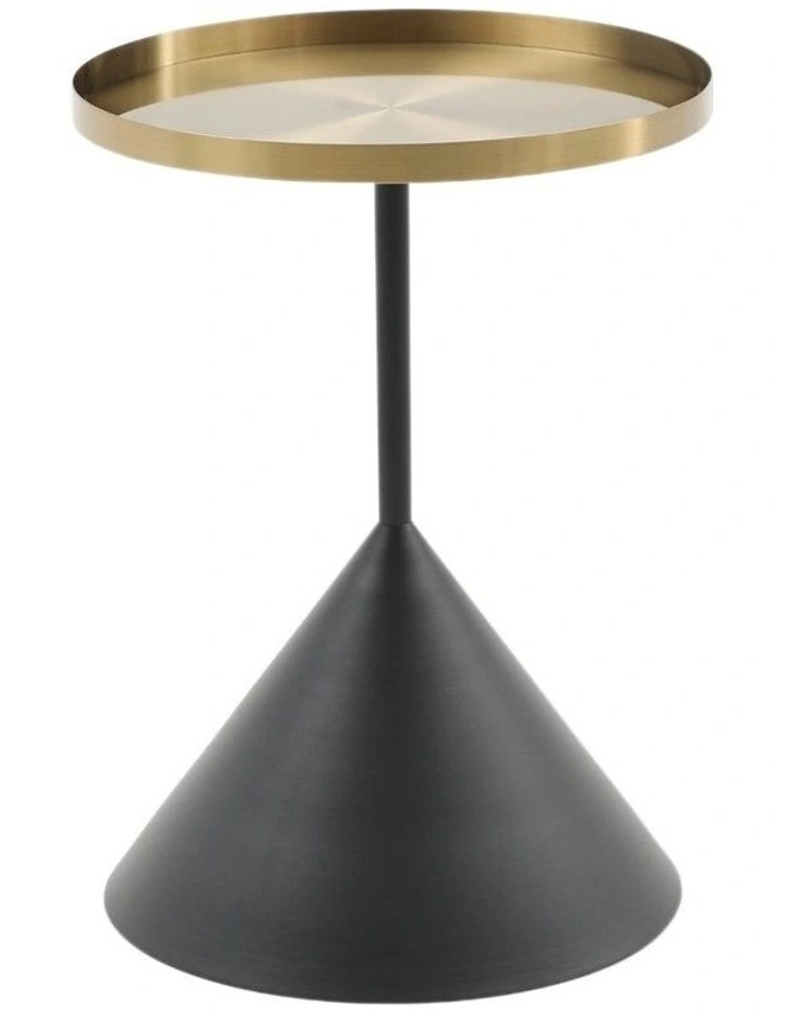 Lloyd Round 50cm Side Table Metal Brushed Gold & Black Set of 2 Bundle image 2
