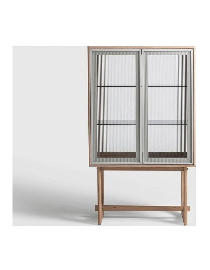 Oscar Tall Cabinet Natural Oak and Fluted Glass image 3