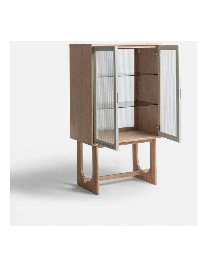 Oscar Tall Cabinet Natural Oak and Fluted Glass image 4