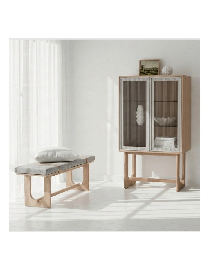 Oscar Tall Cabinet Natural Oak and Fluted Glass image 7